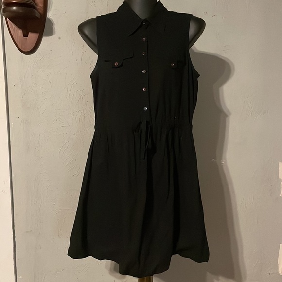 Vintage 1976 Small Prototyoe 100% cotton black sleeveless button dress romper - Picture 2 of 15